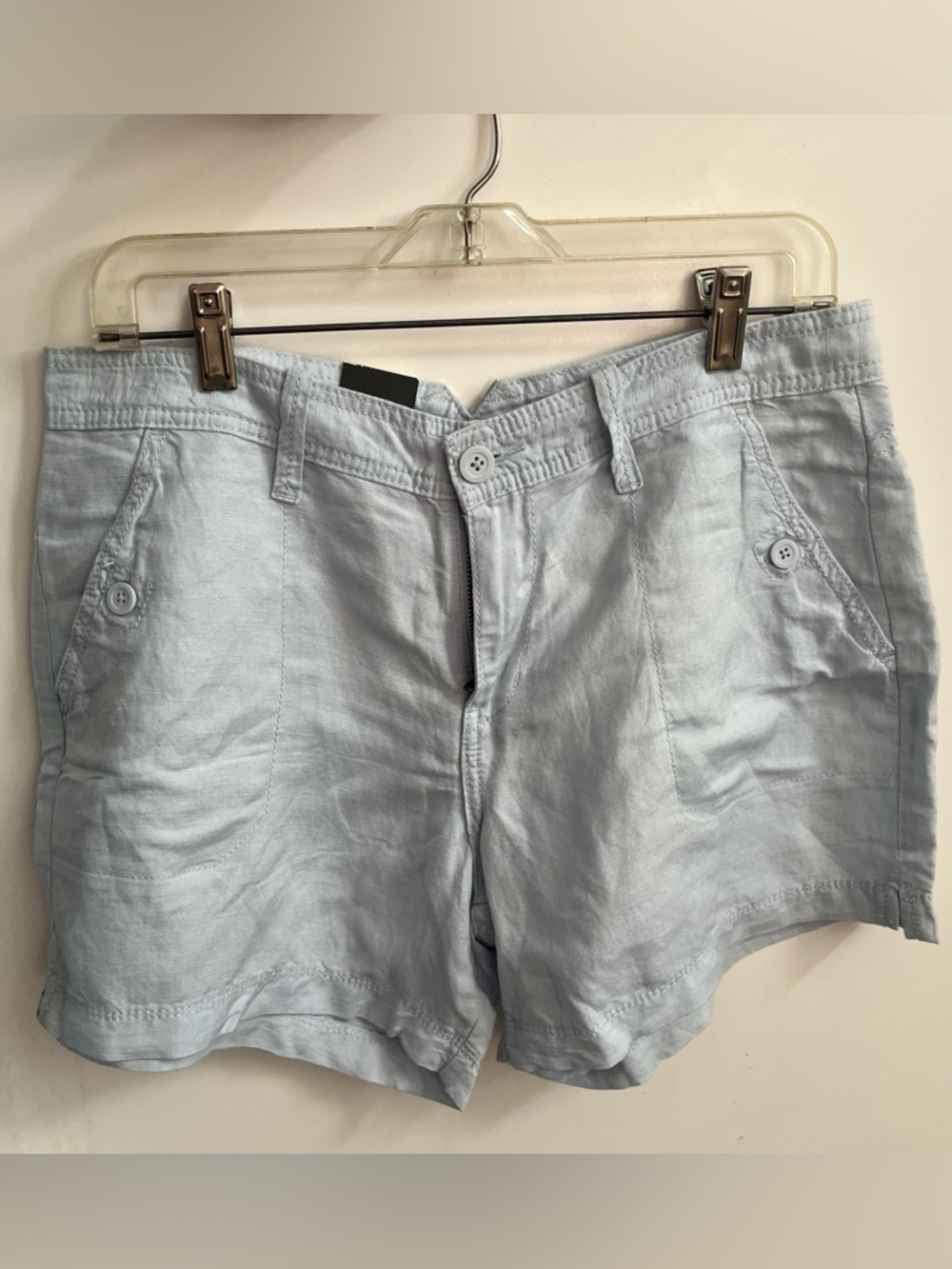 NWT Calvin Klein Light Blue Linen Blend Relaxed Fit Shorts Pockets Size 8